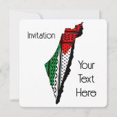 Palästina-Karte mit Flaggen und Keffiyeg-Muster Einladung (Vorderseite)