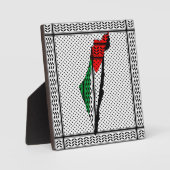 Palästina-Karte mit Flaggen und Keffiyeg-Muster Fotoplatte (Vorderseite)