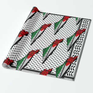 Palästina-Karte mit Flaggen und Keffiyeg-Muster Geschenkpapier