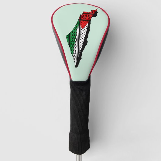 Palästina-Karte mit Flaggen und Keffiyeg-Muster Golf Headcover (Vorderseite)