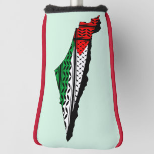 Palästina-Karte mit Flaggen und Keffiyeg-Muster Golf Headcover