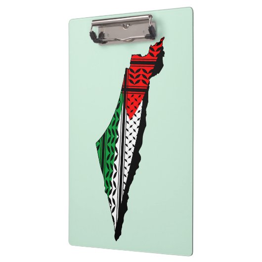 Palästina-Karte mit Flaggen und Keffiyeg-Muster Klemmbrett (Links)