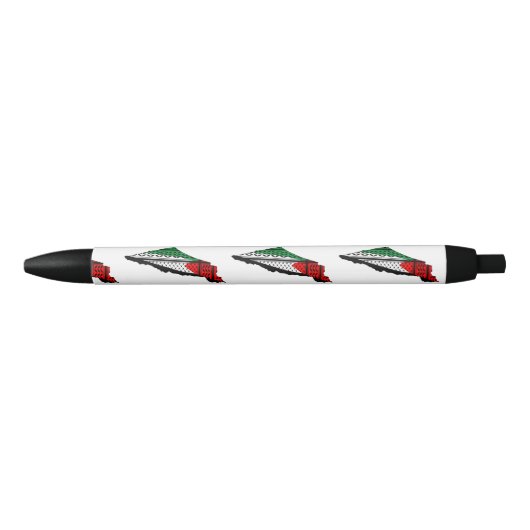 Palästina-Karte mit Flaggen und Keffiyeg-Muster Kugelschreiber (Vorderseite)