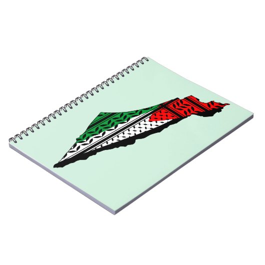 Palästina-Karte mit Flaggen und Keffiyeg-Muster Notizblock (Linke Seite)