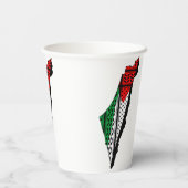 Palästina-Karte mit Flaggen und Keffiyeg-Muster Pappbecher (Rückseite)