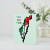 Palästina-Karte mit Flaggen und Keffiyeg-Muster Postkarte (Stehend Vorderseite)