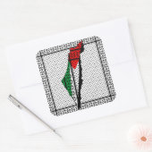 Palästina-Karte mit Flaggen und Keffiyeg-Muster Quadratischer Aufkleber (Umschlag)