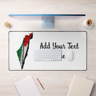 Palästina-Karte mit Flaggen und Keffiyeg-Muster Schreibtischunterlage