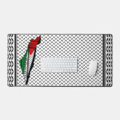 Palästina-Karte mit Flaggen und Keffiyeg-Muster Schreibtischunterlage (Tastatur & Maus)