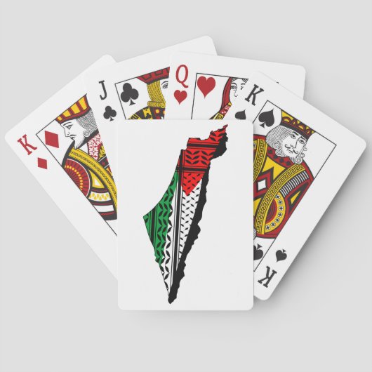 Palästina-Karte mit Flaggen und Keffiyeg-Muster Spielkarten (Rückseite)