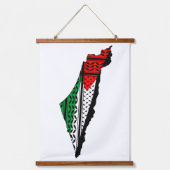Palästina-Karte mit Flaggen und Keffiyeg-Muster Wandteppich Mit Holzrahmen (Vorderseite)