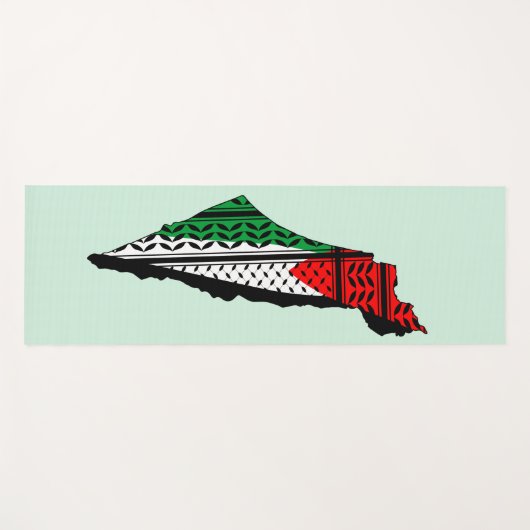 Palästina-Karte mit Flaggen und Keffiyeg-Muster Yogamatte (Vorderseite (Horizontal))