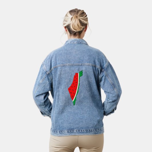 Palästina Karte Watermelon Symbol der Freiheit Jeansjacke (Modell)