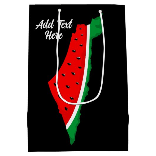 Palästina Karte Watermelon Symbol der Freiheit Mittlere Geschenktüte (Rückseite)