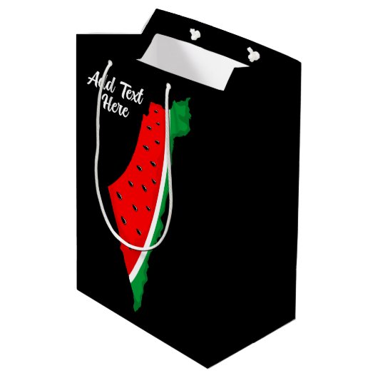 Palästina Karte Watermelon Symbol der Freiheit Mittlere Geschenktüte (Rückseite Schrägansicht)