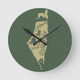 Palästina-Kartenillustrationsdesign palästinensisc Runde Wanduhr