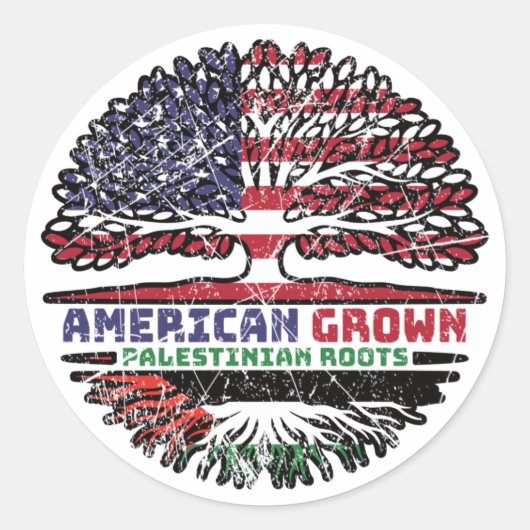 Palästina - USA - Tree Roots Flag Runder Aufkleber (Vorderseite)