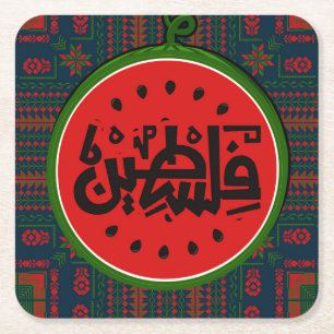 Palästina-Wassermelone-Palästinensisch-Arabisches Rechteckiger Pappuntersetzer