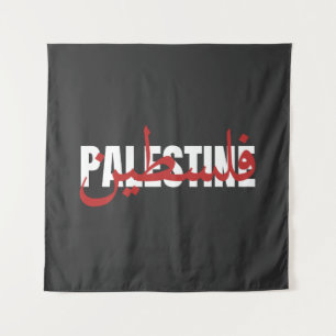 Palästina Wort Arabisch und Englisch Wordart- Text Wandteppich
