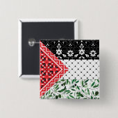 Palästinafahne Falastini Artwork Kuffiyeh Olives Button (Vorne & Hinten)