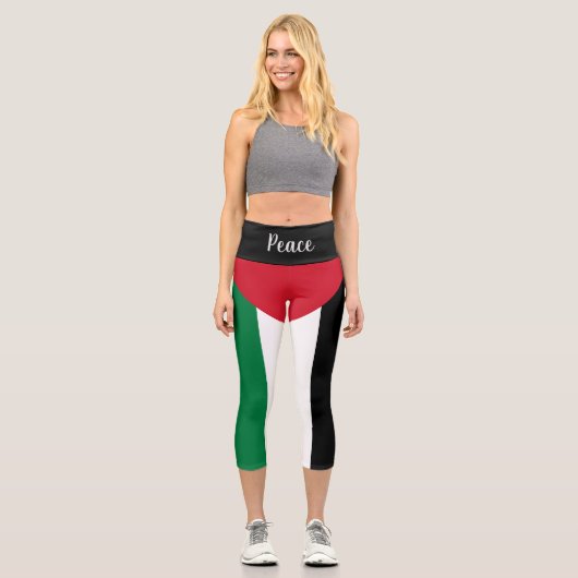 Palästinafahne (Friede) Yoga Pants Capri Leggings (Vorderseite)