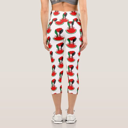 Palästinafreiheit fliegt auf Watermelon an Capri Leggings (Rückseite)