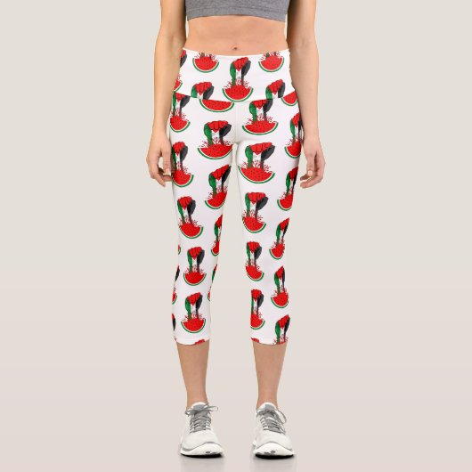 Palästinafreiheit fliegt auf Watermelon an Capri Leggings (Vorderseite)