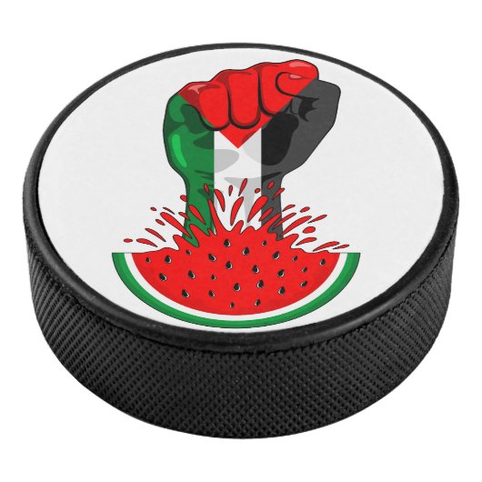 Palästinafreiheit fliegt auf Watermelon an Eishockey Puck (3/4)