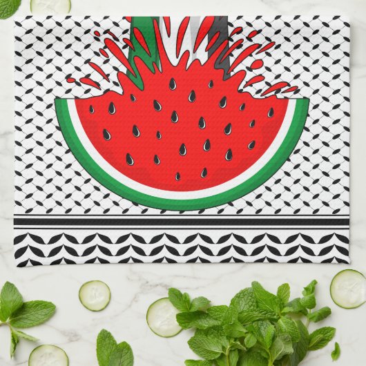 Palästinafreiheit fliegt auf Watermelon an Geschirrtuch (Gefaltet)