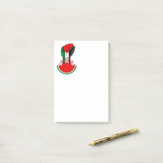 Palästinafreiheit fliegt auf Watermelon an Post-it Klebezettel (Auf Schreibtisch)