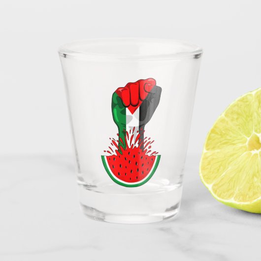 Palästinafreiheit fliegt auf Watermelon an Schnapsglas (Vorderseite)