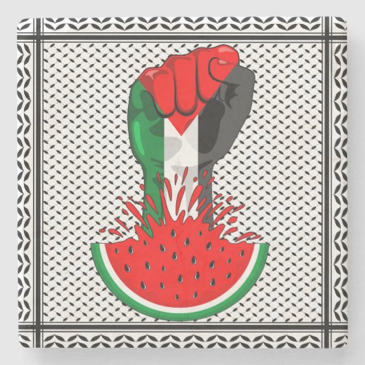 Palästinafreiheit fliegt auf Watermelon an Steinuntersetzer (Vorderseite)
