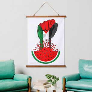 Palästinafreiheit fliegt auf Watermelon an Wandteppich Mit Holzrahmen