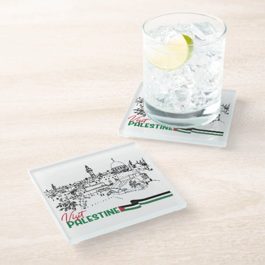 Palästinensererbe und Hoffnung Glasuntersetzer (Schrägansicht)