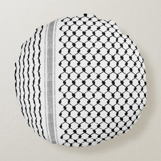 palästinensisch-arabisches Kufiya-Muster Rundes Kissen (Rückseite)