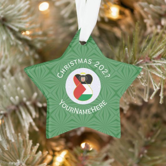 Palästinensische Fahne Weihnachts-Engel-Name Jahr  Ornament (Baum)