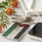 Palästinensische Flagge auf altem Holzkörner Schlüsselanhänger (Vorderseite rechts)