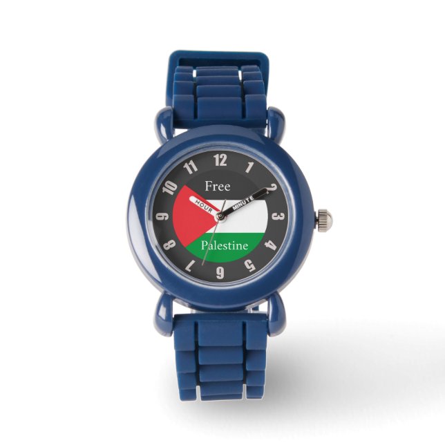 Palästinensische Flagge - Gewohnheitsgebundene Fre Armbanduhr (Vorderseite)