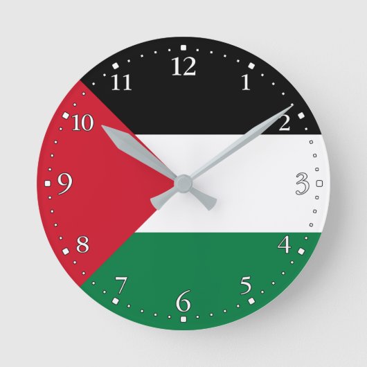 Palästinensische Flagge Runde Wanduhr (Vorderseite)