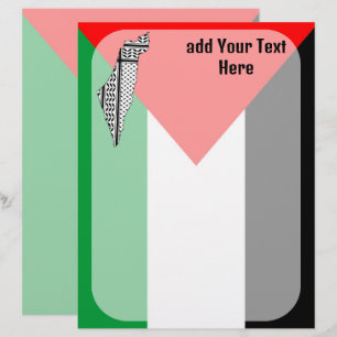 Palästinensische Flagge und Karte mit Keffiyeg-Mus