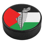 Palästinensische Flagge und Karte mit Keffiyeg-Mus Eishockey Puck (3/4)