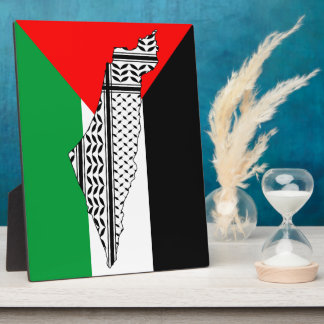 Palästinensische Flagge und Karte mit Keffiyeg-Mus Fotoplatte