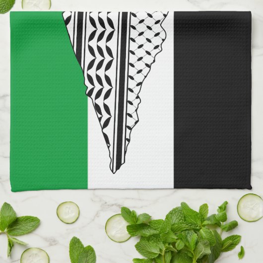 Palästinensische Flagge und Karte mit Keffiyeg-Mus Geschirrtuch (Gefaltet)