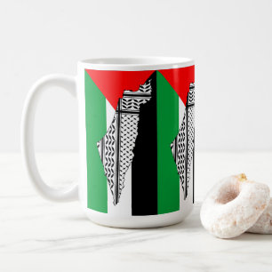 Palästinensische Flagge und Karte mit Keffiyeg-Mus Kaffeetasse