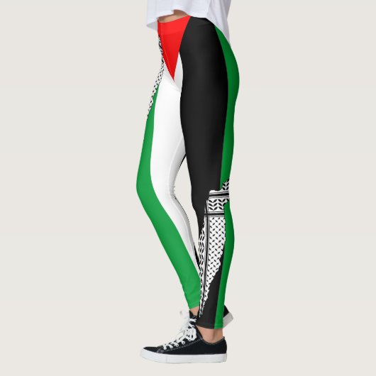 Palästinensische Flagge und Karte mit Keffiyeg-Mus Leggings (Links)