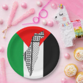 Palästinensische Flagge und Karte mit Keffiyeg-Mus Pappteller (Party)