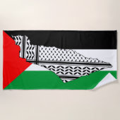 Palästinensische Flagge und Karte mit Keffiyeg-Mus Strandtuch (Vorderseite)