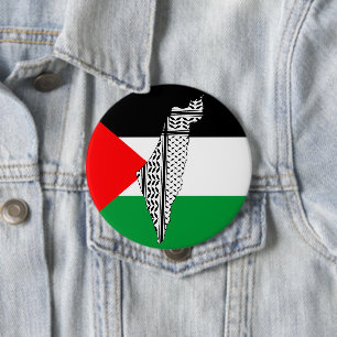 Palästinensische Flagge und Karte mit Keffiyeh-Mus Button