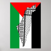 Palästinensische Flagge und Karte mit Keffiyeh-Mus Poster (Vorne)