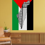 Palästinensische Flagge und Karte mit Keffiyeh-Mus Poster<br><div class="desc">Palästina Karte und Flag mit Keffiyeh Muster Design Symbol für Widerstand und Freiheit. Der prominente palästinensische Politiker Jassir Arafat, der sich schnell auf die 1960er Jahre und den Aufstieg der palästinensischen Widerstandsbewegung vorwärtsbewegte, festigte diese Bedeutung hinter dem Keffiyeh weiter. Der Keffiyeh wurde Arafats persönliches Markenzeichen, als er es über seine...</div>